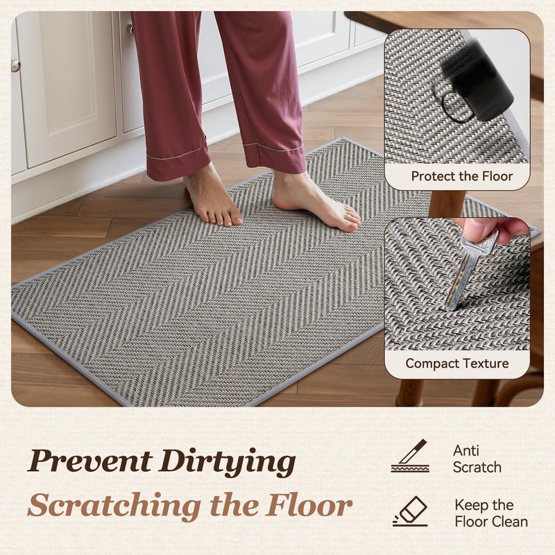 AMOAMI Kitchen Mats for Floor, Non Slip Washable Grey Kitchen Rugs Absorbent Quick Dry and Easy to Clean, Rugs for Kitchen in Front of Sink, 17â€œ*30â€ - Image 3