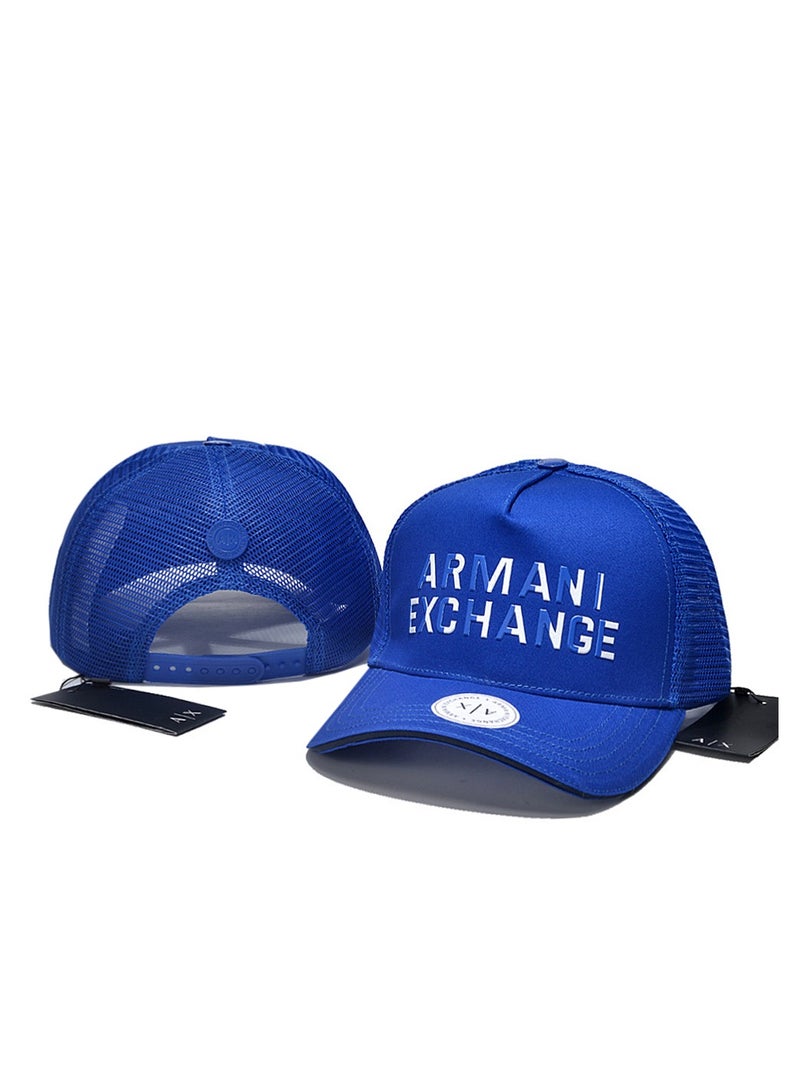 Trucker Hat: Blue Mesh, 3D Logo Embroidery