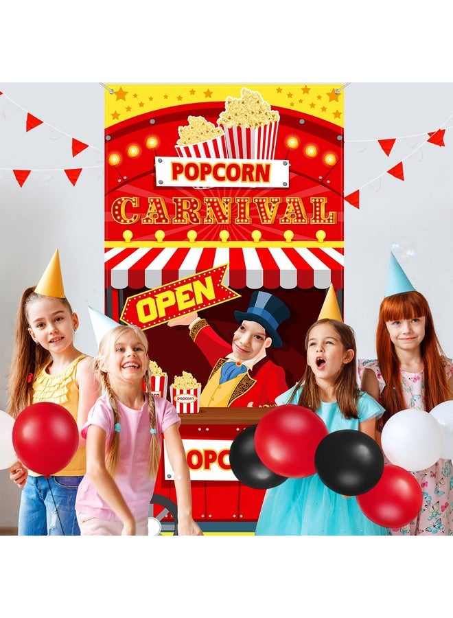 Tatuo Carnival Circus Theme Party Decorations Carnival Popcorn Sign Large Photo Door Banner Ticket Booth Backdrop Props Hanging for Kids Birthday Carnival Game Supplies Popcorn Circus Party Decorations - Image 5