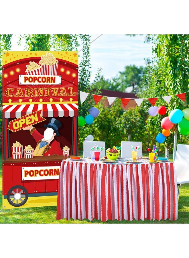 Tatuo Carnival Circus Theme Party Decorations Carnival Popcorn Sign Large Photo Door Banner Ticket Booth Backdrop Props Hanging for Kids Birthday Carnival Game Supplies Popcorn Circus Party Decorations - Image 3