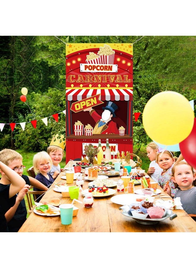 Tatuo Carnival Circus Theme Party Decorations Carnival Popcorn Sign Large Photo Door Banner Ticket Booth Backdrop Props Hanging for Kids Birthday Carnival Game Supplies Popcorn Circus Party Decorations - Image 4