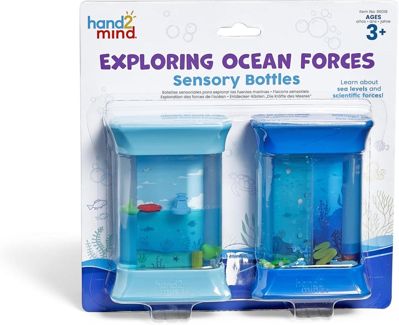 hand2mind hand2mind Exploring Ocean Forces Sensory Bottles Quiet Fidget Toys for Kids 35 Toddler Learning Toys Calming Corner Classroom Calm Down Corner Supplies Preschool Science Center Materials  - Image 1
