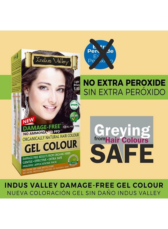 Indus Valley Natural Organic Damage Free Permanent Gel Hair Color Ammonia Free Vegan Cruelty Free Up To 100% Gray Coverage |Doctor Recommended| Bio Natural Certified Light Brown 5.0 (20Gram+200Ml) Pack Of 1 - Image 3