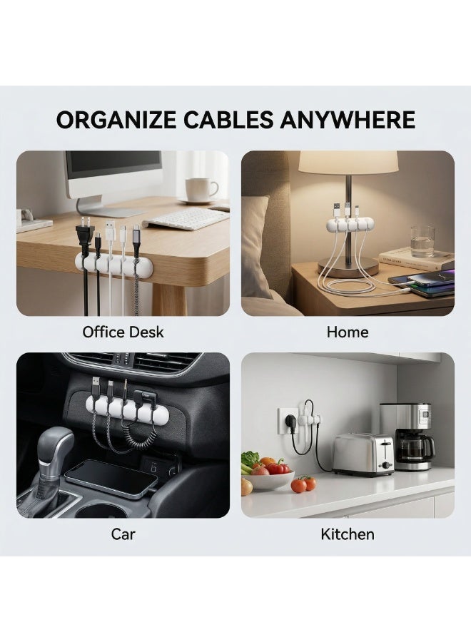 5PCS Silicone Cable Management Clips Set, Self-Adhesive Desk Cable Organizer with 1/2/3/5/7 Slots, Cord Holder for USB, Charger, PC, Home & Office (Gray) - Image 3