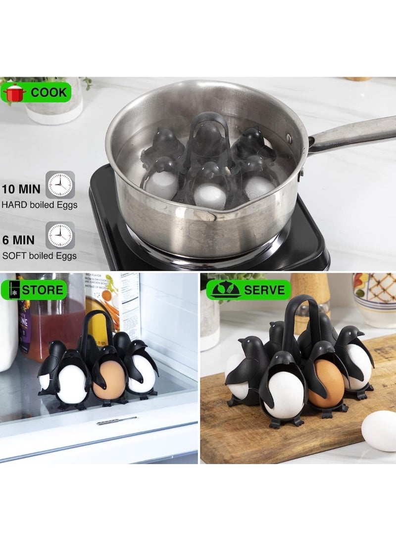 FlagFlair Egg Boiler, Holder, And Storage, 3-in-1,Penguin Shaped Egg Cooker, Egg Maker For Soft And Hard-Boiled Eggs, Refrigerator Storage, Kitchen Gadget And Home Decor Boiling Device.(Pack of 2)  - Image 4
