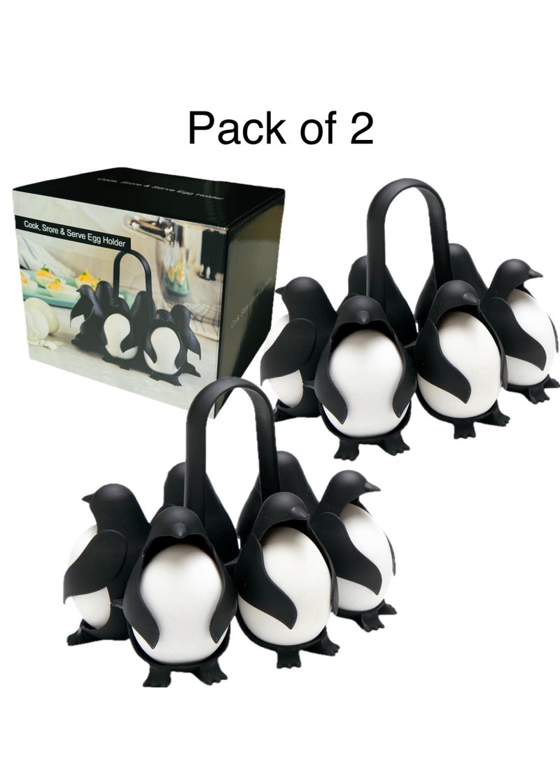 FlagFlair Egg Boiler, Holder, And Storage, 3-in-1,Penguin Shaped Egg Cooker, Egg Maker For Soft And Hard-Boiled Eggs, Refrigerator Storage, Kitchen Gadget And Home Decor Boiling Device.(Pack of 2)  - Image 1