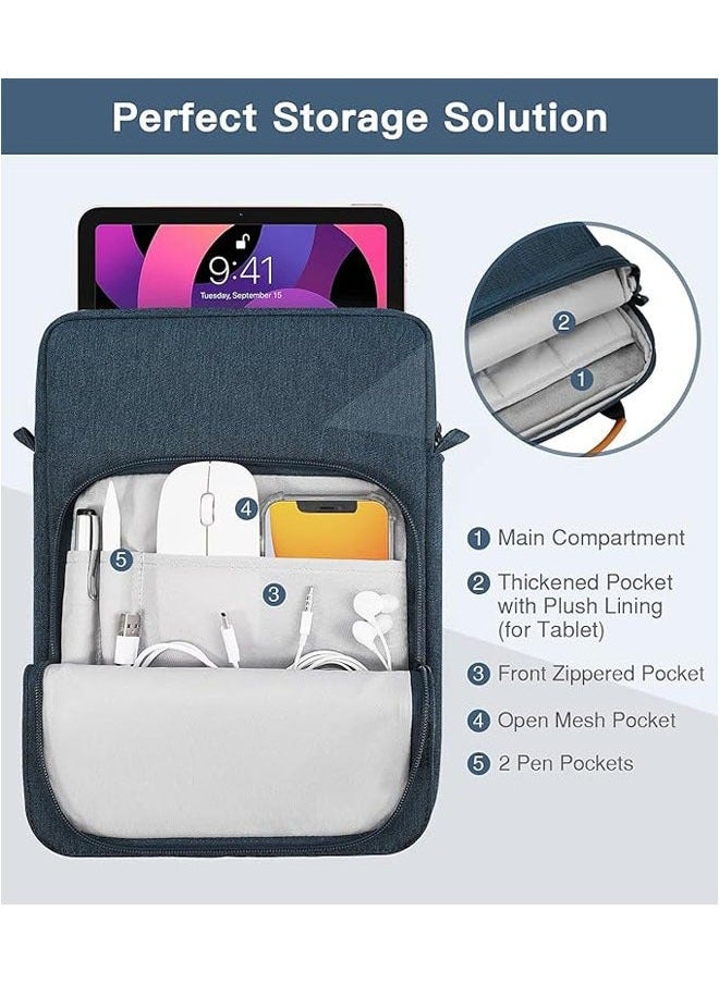 9-11 Inch Tablet Sleeve Bag, Fits for iPad air 5 10.9 2022, iPad Pro 11 M2 2022-2018, iPad 10th 10.9, Air 4 10.9, Tab S8 2022, Handle Carrying Case with Shoulder Strap, Dark Blue - Image 5