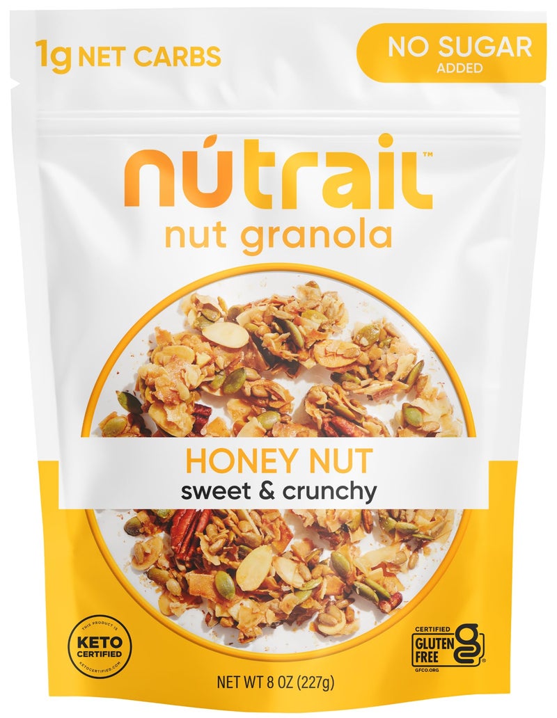 NuTrail Nut Granola Cereal, Honey Nut, No Sugar Added, Keto, Low Carb, Gluten Free, Grain Free, Healthy Breakfast 8 oz. 1 Count - Image 1