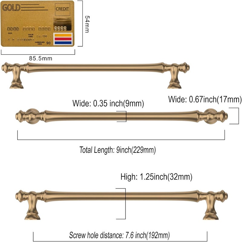 Amerdeco 10 Pack Bronze Cabinet Pulls - 7.5 Inch(192mm) Hole Center Kitchen Handles for Bathroom & Dresser - Image 5
