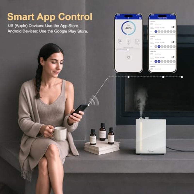 جهاز توزيع رائحة Hvac للاستخدام التجاري للفنادق، معدن، أبيض، هادئ للغاية مع تطبيق WiFi/Bluetooth، إضاءة محيطة، قفل أمان، بدون ماء، يغطي 3000 قدم مربع - Image 5