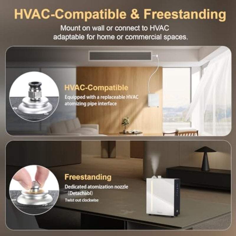 جهاز توزيع رائحة Hvac للاستخدام التجاري للفنادق، معدن، أبيض، هادئ للغاية مع تطبيق WiFi/Bluetooth، إضاءة محيطة، قفل أمان، بدون ماء، يغطي 3000 قدم مربع - Image 2