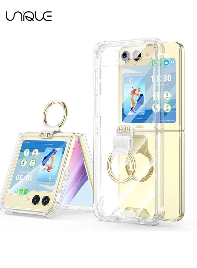 Unique For Samsung Galaxy Z Flip 6 Case - TPU Shockproof Phone Case - Ultra Slim Aesthetic Clear Phone Case - Rugged Hard Case with Ring Bracket & Hinge Protection (Clear) - Image 1