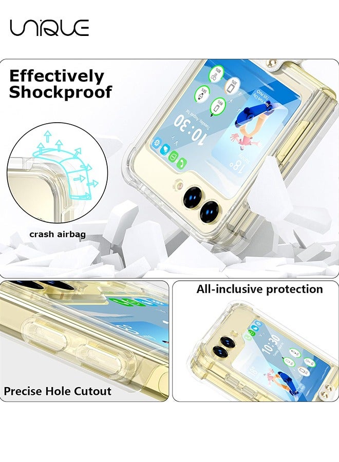 Unique For Samsung Galaxy Z Flip 6 Case - TPU Shockproof Phone Case - Ultra Slim Aesthetic Clear Phone Case - Rugged Hard Case with Ring Bracket & Hinge Protection (Clear) - Image 2