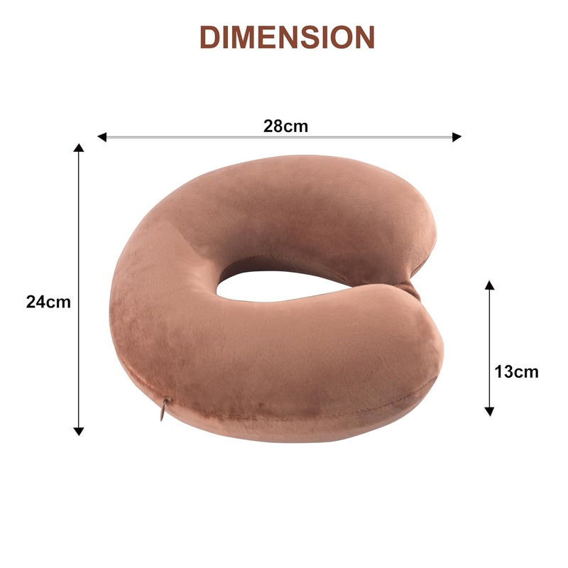 Kuber Industries Kuber Industries UShaped Memory Foam Neck Pillow for Flight Travel Train Car with Press Button Portable Travelling Pillow Ideal for Long Journey Relaxation JR1BRN Brown - Image 3