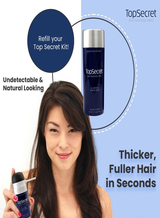 Top Secret Hair Thickening Building Fibers Refills - Undetectable & Natural Hair Filler - for Men & Women - Instantly Fill In Fine Thinning Hair - Weather & Sweat Resistant (Black, Travel) - Image 2