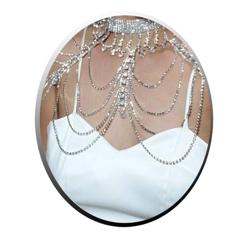 STONEFANS Bridal Rhinestone Shoulder Necklace Body Collar Gold Jewelry Luxury Tassel Crystal Shoulder Harness Chain Wedding for Women - Image 1