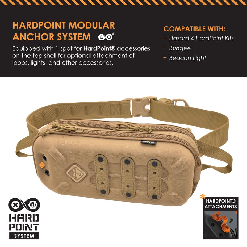 HAZARD 4 Bandoleer - Mini Tactical Sling Bag - EDC/CCW Shoulder Crossbody Pack - Water Resistant Small Chest Satchel - Durable Carry Travel Backpack - Military-Style Single Strap Body Pack - Coyote - Image 3