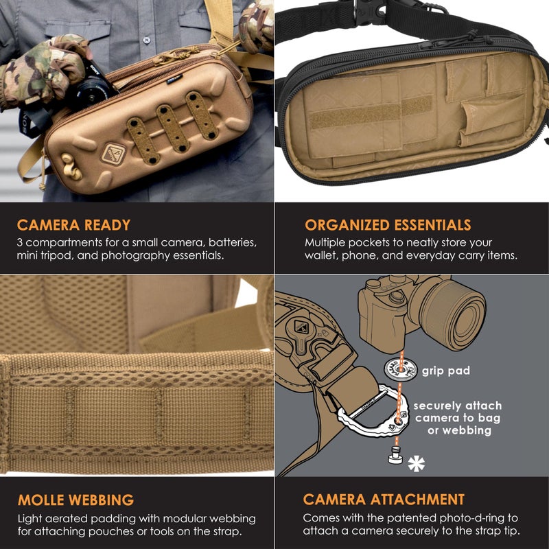 HAZARD 4 Bandoleer - Mini Tactical Sling Bag - EDC/CCW Shoulder Crossbody Pack - Water Resistant Small Chest Satchel - Durable Carry Travel Backpack - Military-Style Single Strap Body Pack - Coyote - Image 5