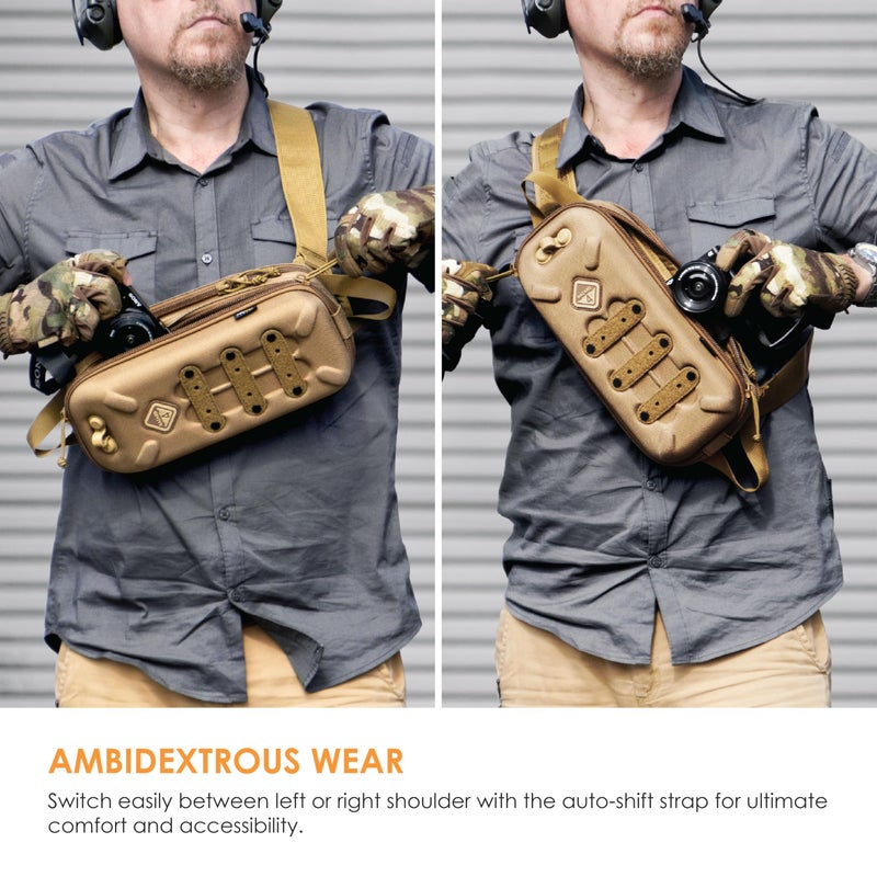HAZARD 4 Bandoleer - Mini Tactical Sling Bag - EDC/CCW Shoulder Crossbody Pack - Water Resistant Small Chest Satchel - Durable Carry Travel Backpack - Military-Style Single Strap Body Pack - Coyote - Image 4