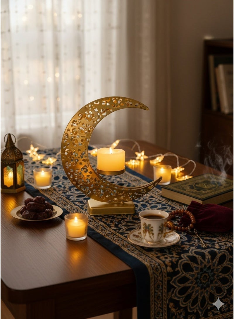 Ramadan Candle Holder, Elegant Metal Moon Shape Decorative Candlestick Holders, Ramadan Decorations  Gold Candle Holder for Ramadan Party Wedding Table Centerpieces - Image 5