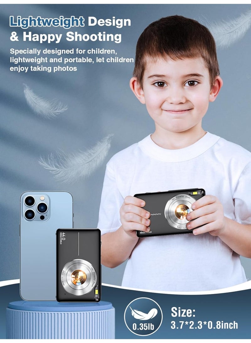 44MP Compact HD Digital Camera with 32GB Memory Card – 2.4 Display, 1080P Video, 16X Zoom, Fill Light, Webcam Mode  Rechargeable Battery – Lightweight Camera for Beginners  Travel Use - Image 4
