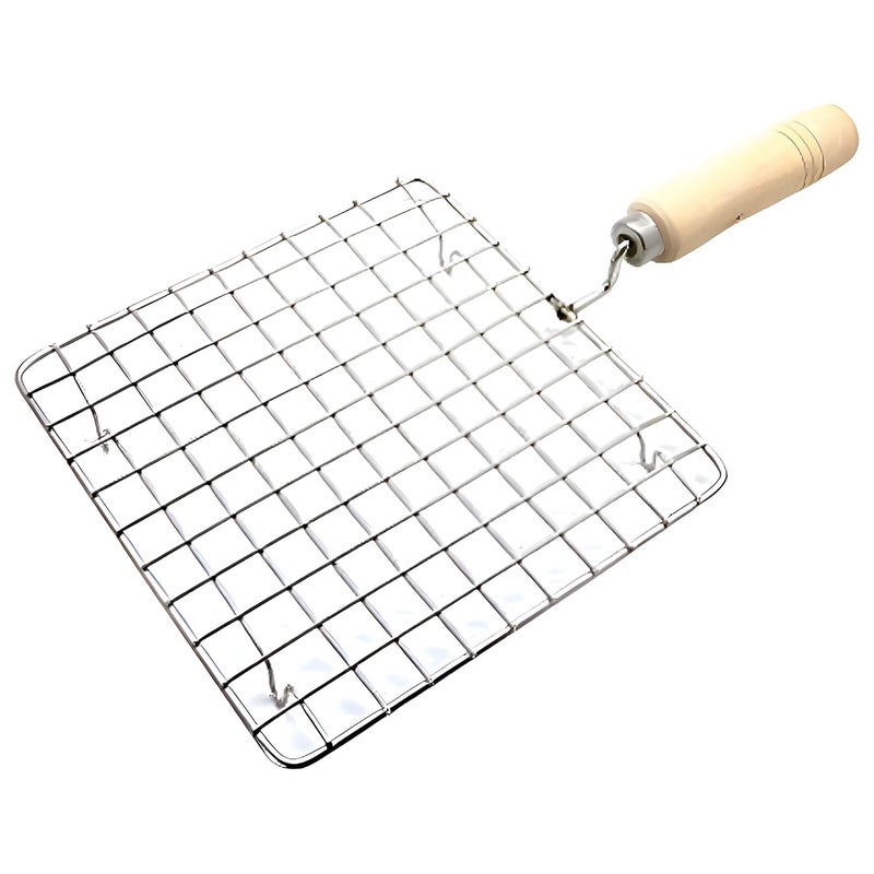 Jetoyni Jetoyni Papad Jali Roast, Paneer Grill, Roti Maker, Barbeque Jali Roaster Chapati Toast Grill Stainless Steel Wire Round Wooden Handle Vegetable Tandoor Net (Square)  - Image 3