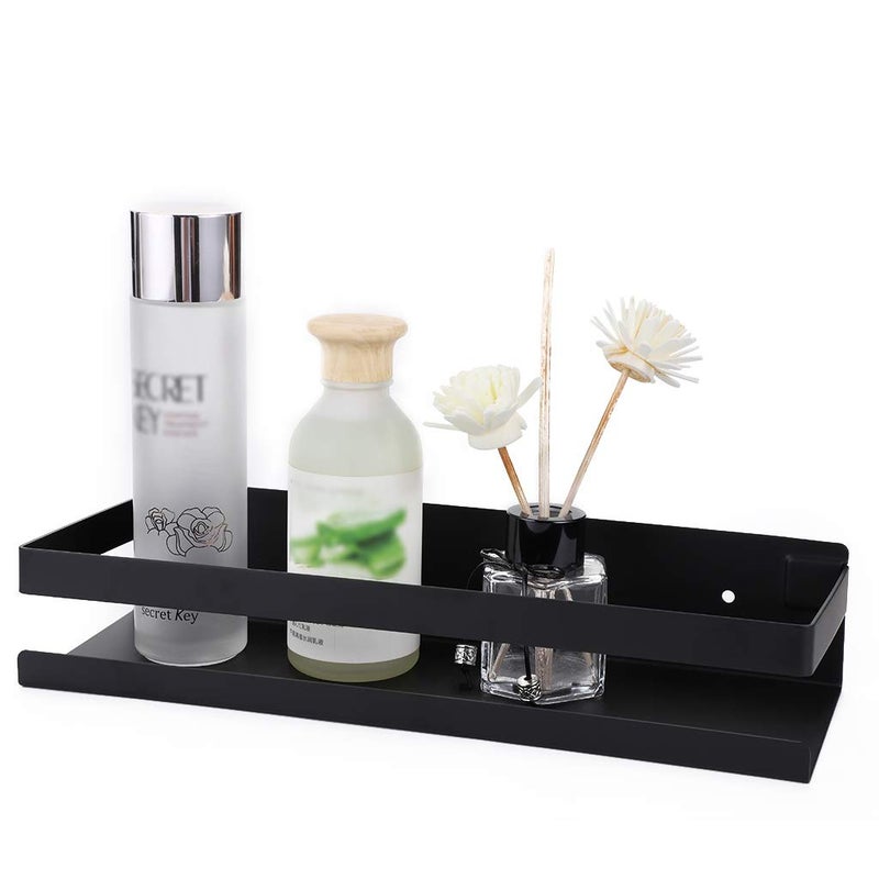 OwnMy Bathroom Shower Shelf Stainless Steel Bath Kitchen Basket Shower Caddy Rack  Rustproof Metal Bathroom Storage Floating Shelves Wall Mounted Shower Corner Rectangular Shelf - 12 Inch Black - Image 5