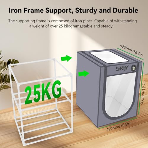 Skouphy 3D Printer Filament Storage Box with Thermo-Hygrometer - 2 Tiers Metal Filament Storage Rack with Cloth Cover,- 3D Filament Holder for Home, Office Workshop, Studio 20 Rolls - Grey - Image 3