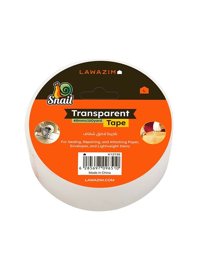 لوازم سنيل تيب شفاف أبيض 48ملم × 160يارد - شريط لاصق طويل مناسب للشحن والتخزين وتغليف الصناديق الثقيلة. - Image 2