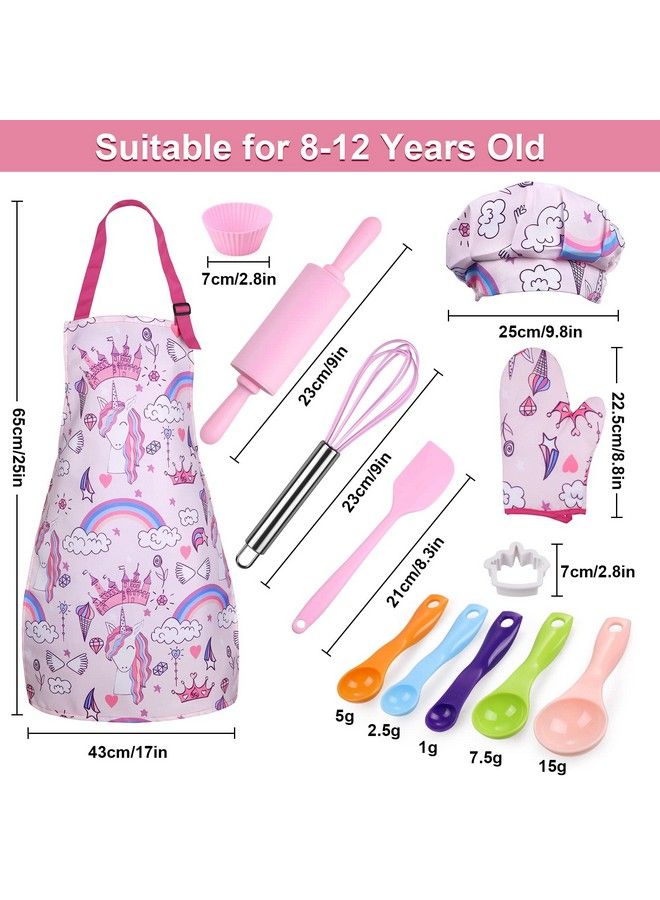 Anpro Complete Kids Cooking And Baking Set 27 Pcs Includes Aprons For Girls Chef Hat Mitt & Utensil To Dress Up Chef Costume Career Role Play For 812 Years Girls - Image 4