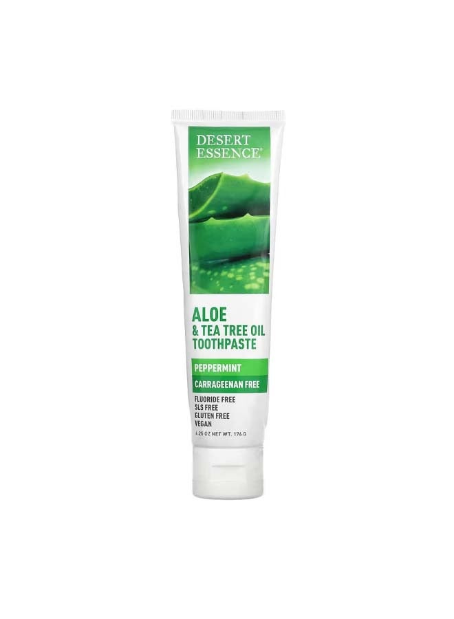 Desert Essence Aloe and Tea Tree Oil Toothpaste Peppermint 6.25 oz 176 g - Image 1