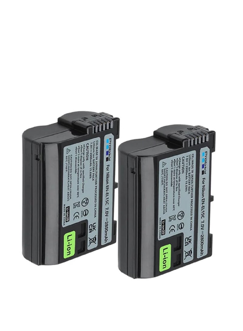 Probty A Charger and 2 Batteries Kit EN-EL15C EN-EL15 for Nikon Z5,Z6,Z6 II,Z7,Z7II D600 D610 D600E D800 D810 D800E D810 - Image 2