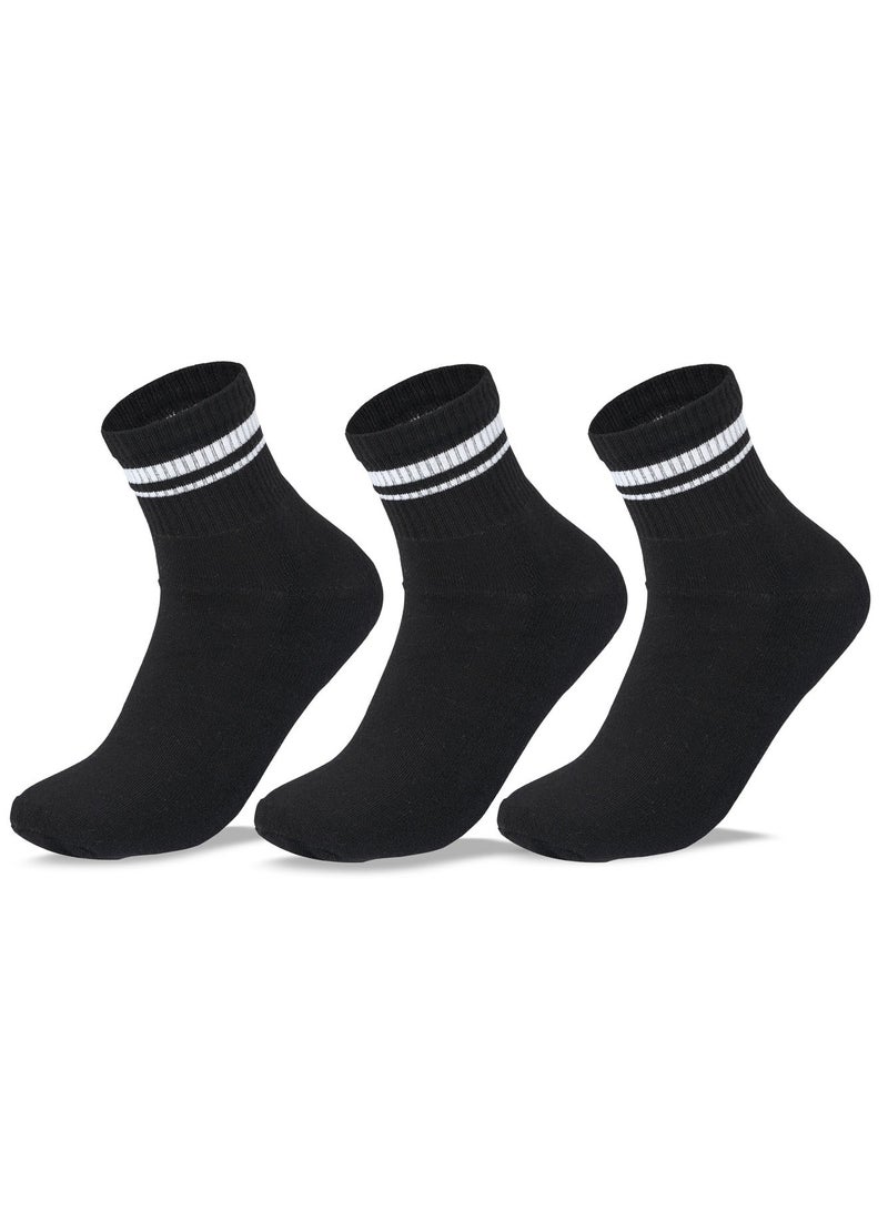 سام سوكس مجموعة من 3 جوارب رياضية نصف تيري على شكل حرف L للرجال D1 باللون الأسود مقاس 41-46 EU