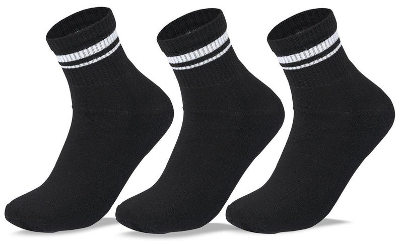 سام سوكس مجموعة من 3 جوارب رياضية نصف تيري على شكل حرف L للرجال D1 باللون الأسود مقاس 41-46 EU