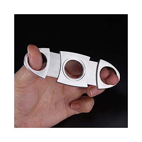 Anntuk Cigar Cutter Stainless Steel Guillotine Double Cut Blade in Leather Pouch, Silver - Image 5