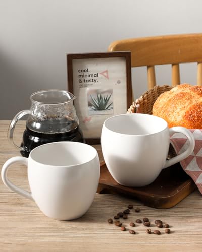 Tikooere Coffee Mugs Set of 4, Stoneware 16 oz Coffee Cups for Latte, Tea, Milk, Cappuccino, Ceramic Tea Cups for Housewarming Wedding Gift, Microwave & Dishwasher Safe, Matte White - Image 4