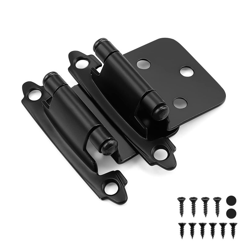 Knobelite 10 Pack (5 Pair) 1/2"" Overlay (Variable) Cabinet Hinges  Self-Closing Semi-Concealed Face Mount Black Decorative Hardware Bath & Kitche Hinges - Image 1