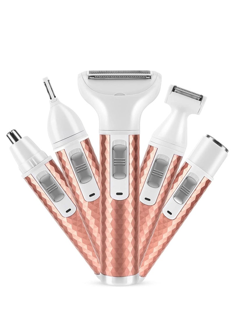 Electric Shaver for Women, 5 in 1 Professional Lady Shaver, Portable Bikini Trimmer Rechargeable Painless Hair Removal Tool Razors for Women for Legs, Underarms, Armpit, Face - Image 2