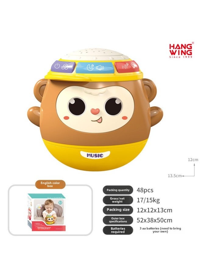 Baby Tumbler Toy 0-1 Year Old Baby Built-in Bell Nodding Doll Soothing Rattle Grip Toy-Color:Puzzle Little Cute Monkey-yellow  - Image 1