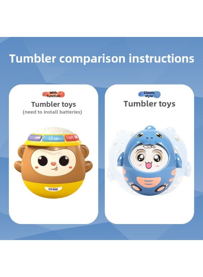 Baby Tumbler Toy 0-1 Year Old Baby Built-in Bell Nodding Doll Soothing Rattle Grip Toy-Color:Puzzle Little Cute Monkey-yellow  - Image 4