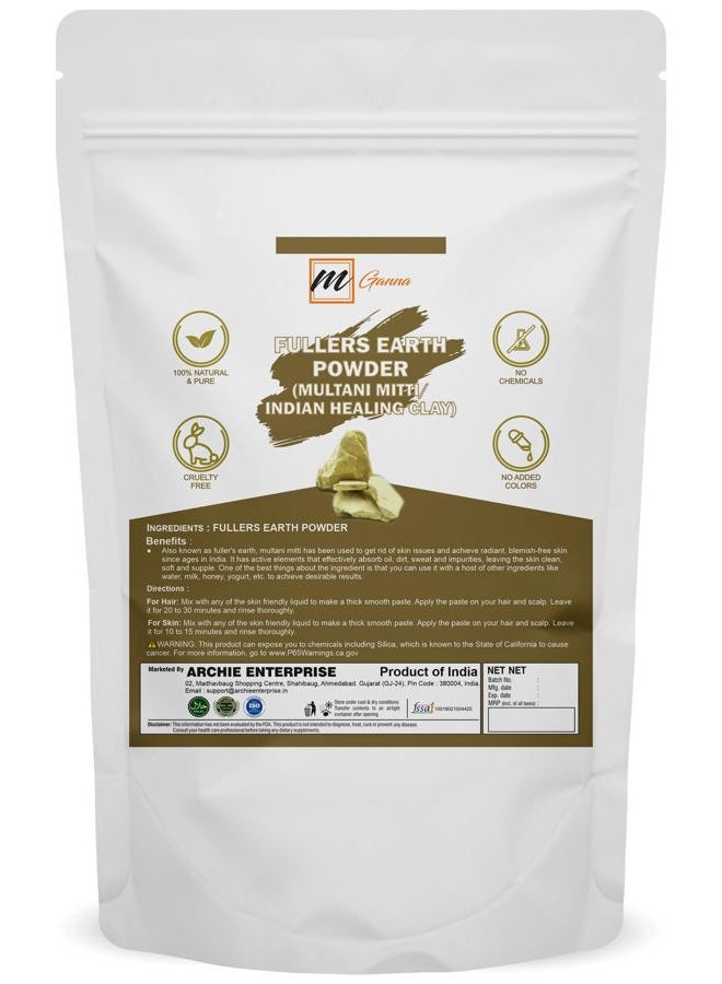mGanna 100% Pure Natural 2 Lbs Bulk Pack Purified Multani Mitti Mud | Fullers Earth Clay Powder Cosmetic Grade | Natural Face Mask 2 Pounds / 908 GMS - Image 1