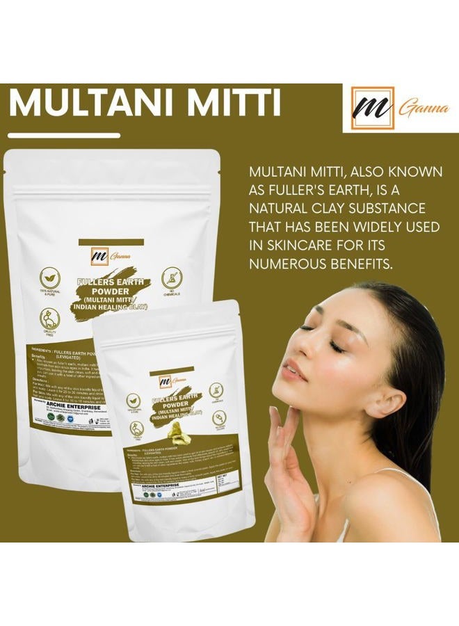 mGanna 100% Pure Natural 2 Lbs Bulk Pack Purified Multani Mitti Mud | Fullers Earth Clay Powder Cosmetic Grade | Natural Face Mask 2 Pounds / 908 GMS - Image 2