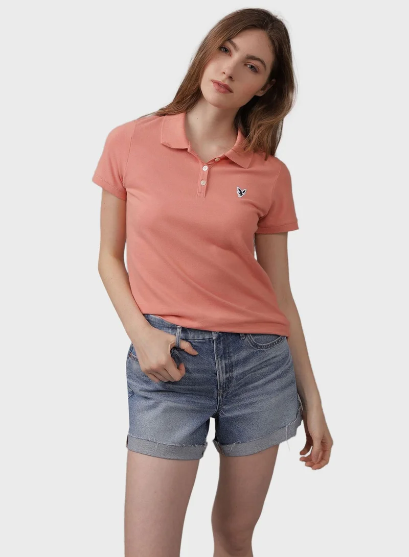 American Eagle Logo Detail Short Sleeve Polo Shirt