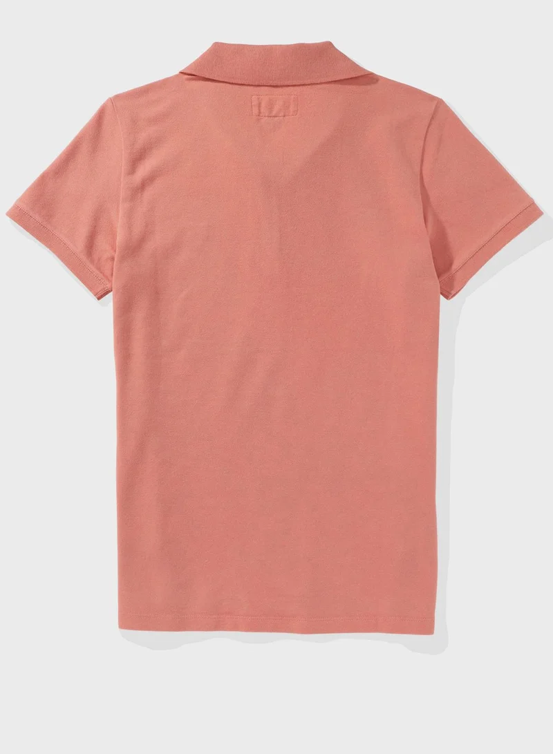 American Eagle Logo Detail Short Sleeve Polo Shirt