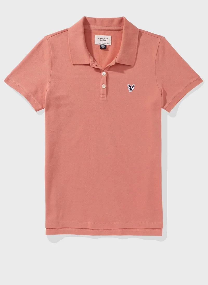 American Eagle Logo Detail Short Sleeve Polo Shirt