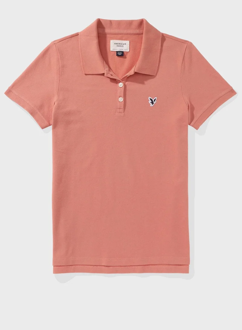 American Eagle Logo Detail Short Sleeve Polo Shirt