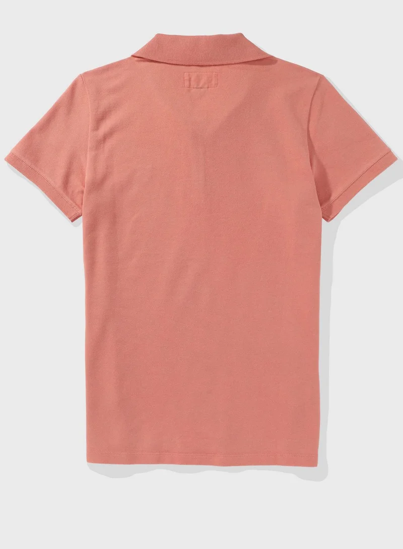 American Eagle Logo Detail Short Sleeve Polo Shirt