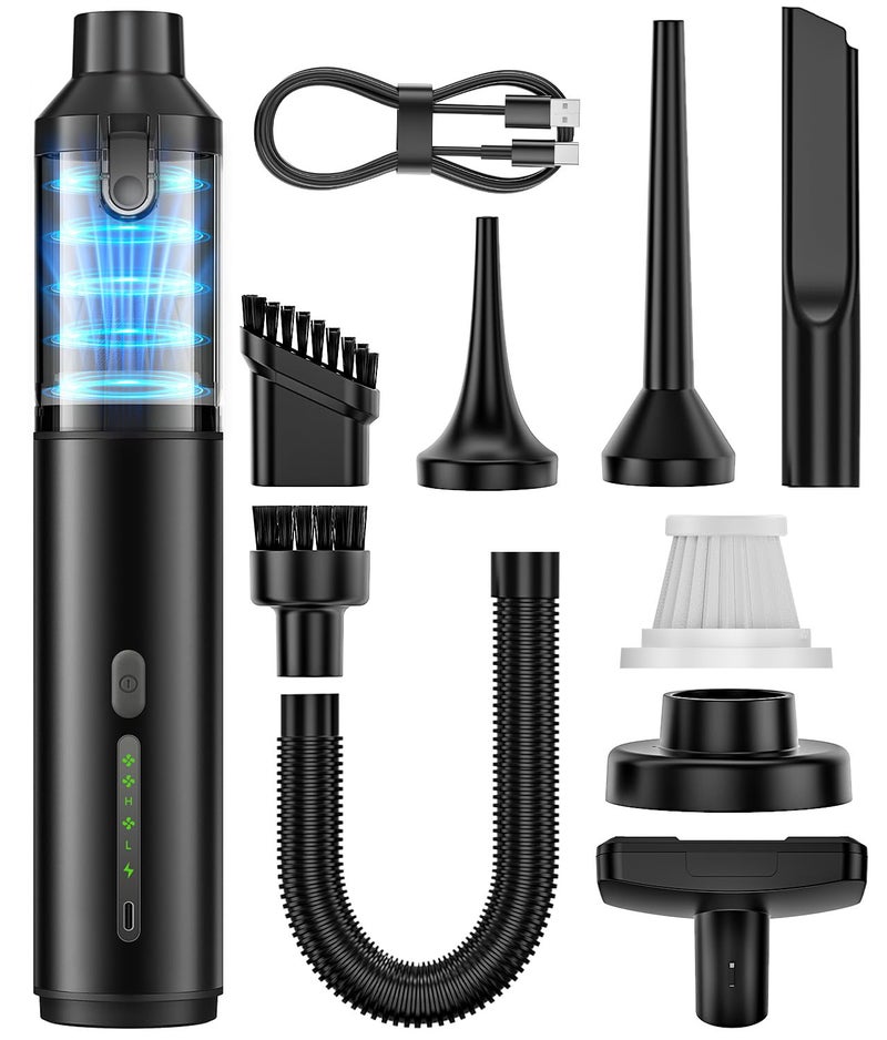 Voice-tank Car Vacuum Portable Cordless Handheld Vacuum Cleaner 4in1 Mini Cordless Vacuum with 2 Suction Modes and 16800pa Suction Power Blowing Inflating 2 Modes Handheld Vacuum for Car Desk Keyboards - Image 2