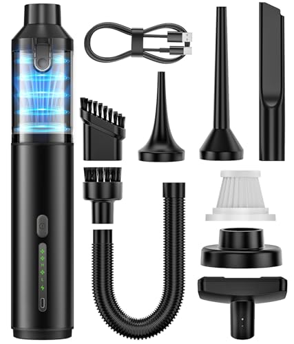 Voice-tank Car Vacuum Portable Cordless Handheld Vacuum Cleaner 4in1 Mini Cordless Vacuum with 2 Suction Modes and 16800pa Suction Power Blowing Inflating 2 Modes Handheld Vacuum for Car Desk Keyboards - Image 1