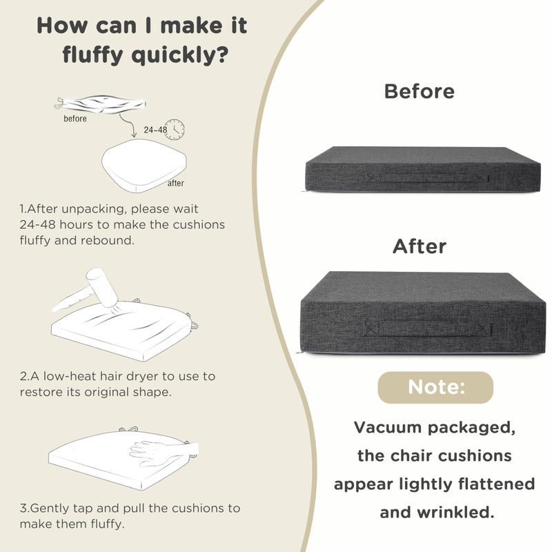 AddGrace Recliner Cushions for Elderly Thick Seat Cushion 20"x20"x4" Chair Pads with Non Slip Backing and Washable Cover for Couch Armchair Chairs Dark Grey - Image 5